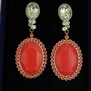 Swarovski Clip On Earrings Red Green Large